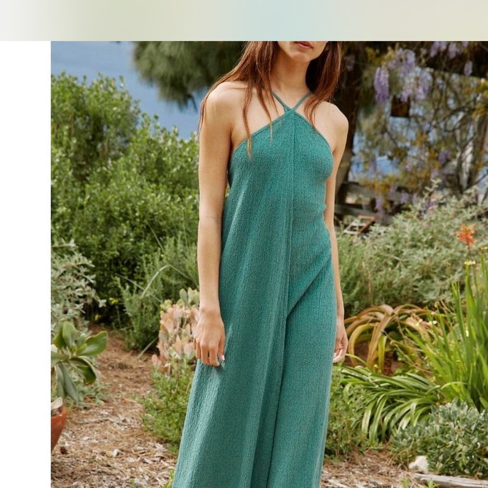 Free people beach Green Halter Maxi Dress